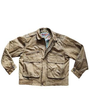 Vintage Aeropostale Leather Jacket Mens 44 XL Brown Bomber Aviator